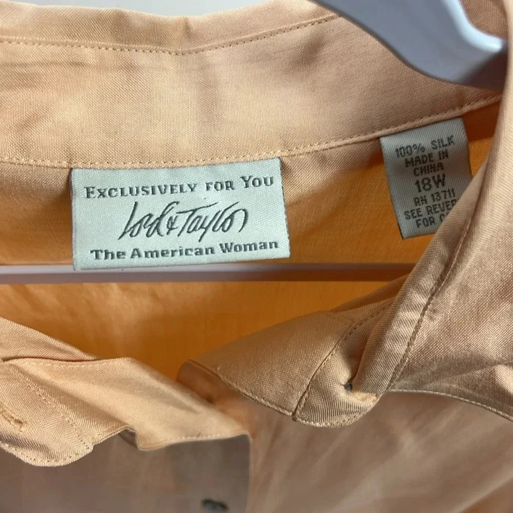 Lord & Taylor Peach Button-Down Long Sleeve Shirt - Picture 3 of 6